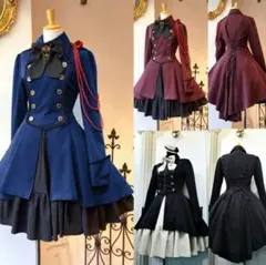 膝丈ワンピース 軍服 ロリータ ゴスロリ