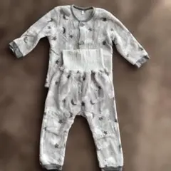 しろくまと星と月柄 フリースベビーパジャマ 95cm グレー