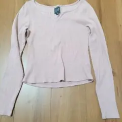 GAP リブ 長袖カットソー ピンク