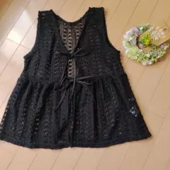 美品しまむらAmista人気クロシェフロントリボンベスト★sm2スタジオ好きに