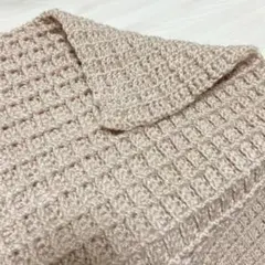 ブランケット ひざ掛け 60×80cm  手編み ハンドメイド ワッフル模様
