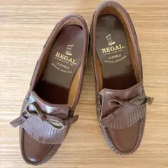 REGAL モカシン　23㎝　ブラウン　リボン　フリンジ　リーガル　レザー