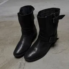00s Archive Leather Buckle Boots