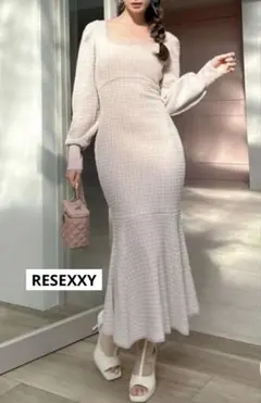【未使用タグ付き】RESEXXY バイカラー　ツイードマーメイドワンピース