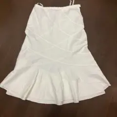ホワイト フレアロングスカート 裏地付き