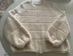 ハーモニカ☆ふわふわの肌触りの良さ抜群！フルジップジャケット☆アイボリー