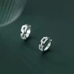 No126 CZダイヤ フープ ピアス［シルバー］金属アレルギー対応 高品質