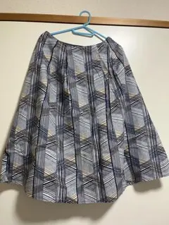 【日本製】nume ヌメ パッチワーク風 チェックスカート コットン L相当