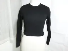 ZARA ザラ リブ丈 長袖 Tシャツ Mサイズ ブラック ショート丈