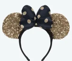 ミニーマウス耳カチューシャ ゴールドドット