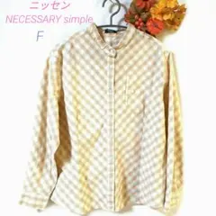 ニッセン/NECESSARY simpleシャツ F オレンジ チェック ポッケのサムネイル