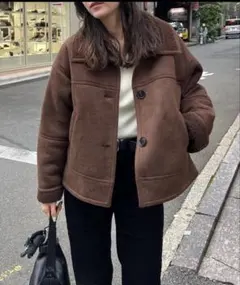 38 CAPRICIEUX LE'MAGE スエードボアミドルコート ブラウン