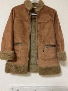 コムサイズム ブラウン フェイクファーコート