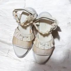 m petit by misako サンダル L リボン 厚底 フリル