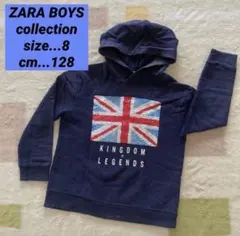 128cm ザラキッズZARA BOYSボーイズ スパンコールフーディ パーカー