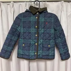 キッズ コート ネイビー×グリーン チェック柄