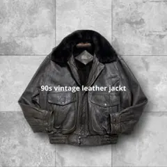 美品 90s ムートン ボア 3way フライトジャケット 短丈 A-2 シボ革