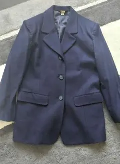 【美品】テーラードジャケット　ブレザー　ウール　ネイビー　9号　紺色　セレモニー