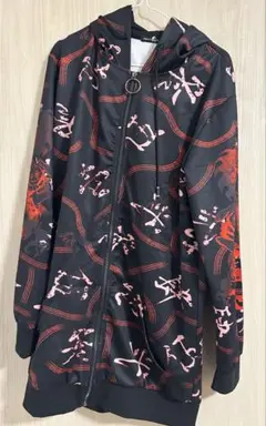 NieR CLOTHING ジップアップ パーカー sizeF/黒ｘ赤