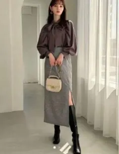 GRL 千鳥格子柄スリットタイトスカート[dk951]