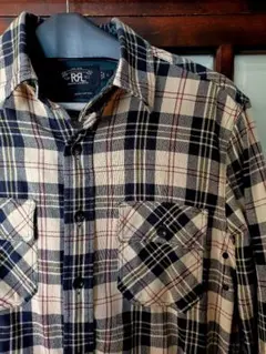 【美品】RRL コットンチェックシャツ S　チンスト　ユニオンチケット