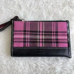 【美品】 コーチ COACH キーケース ピンクチェック柄