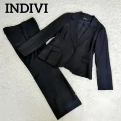 極美品✨️INDIVI インディヴィ　パンツスーツセットアップ　紺　L〜XL