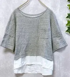 ストライプ柄 長袖 シャツ M グレー系