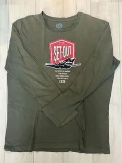 航空機デザイン プリント入り長袖カットソー XXL