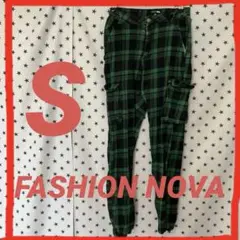 FASHION NOVA チェックパンツ 【S】グリーン