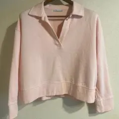 ZARA ピンク ポロシャツ 長袖 ルーズフィット