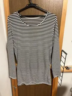【美品】ユニクロ ヒートテック クルーネックT 長袖 XLサイズ ボーダー