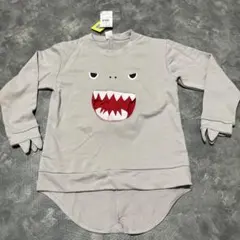 サメ顔プリント グレー トレーナー130cm