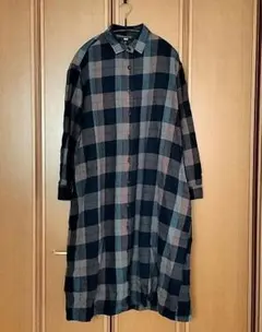 UNIQLO　シャツワンピース　L　チェック　ユニクロ　起毛　ロング
