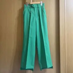 リネンライク　スラックス　グリーン
