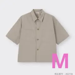 新品未使用　GU ブロードワイドクロップドシャツ 5分袖 カーキ M