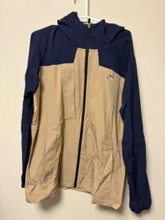フード付きウォームアップジャケット ネイビー/ベージュ