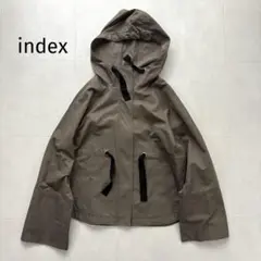 index　フード付きドロストジャケット　M　オリーブ　春秋　コットンブルゾン