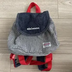 【美品】 ミキハウス mikiHOUSE ベビーリュック ストライプ