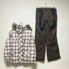 M 極美品　スキーウェア スノーボードウェア BB レディース セット　チェック