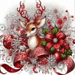 クリスマス トナカイ ダイヤモンドアートキット 30x30cm