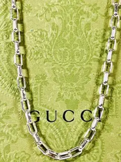 GUCCI グッチ レクタングル オーバルチェーン ネックレス 50cm 幅太め
