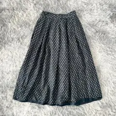 『gaminerie』　ロングスカート　フレア　ドット　水玉　裏地　プリーツ　M
