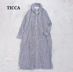 美品✨TICCA ティッカ 麻100% リネンスクエアビックシャツ ネイビー