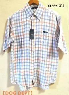 【新品タグ付/XL】DOG DEPT 半袖チェックシャツ プルオーバー風のサムネイル