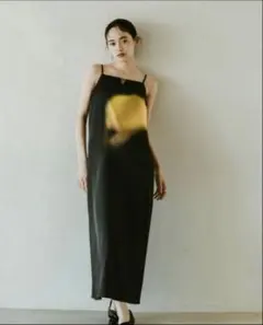 knuth marf flower print satin dress ブラックのサムネイル