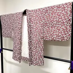 羽織　洗える着物　花模様　身丈79　裄65　着物　035tz