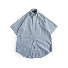 90s ラルフローレン　シアサッカー　半袖シャツ　ストライプ　ボタンダウン