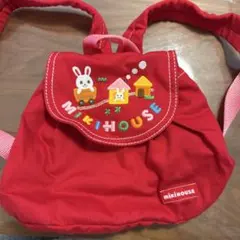 美品 ミキハウス　うさこベビーリュック　赤　うさぎ刺繍　女の子　お出かけ
