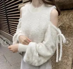 NICE CLAP ナイスクラップ 2way肩あきシャギーニット